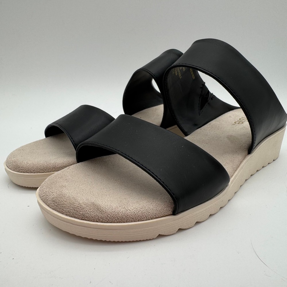 Kensie‎ Endy Comfort Black Double Strap Slide Sandals Women's Size 8 New